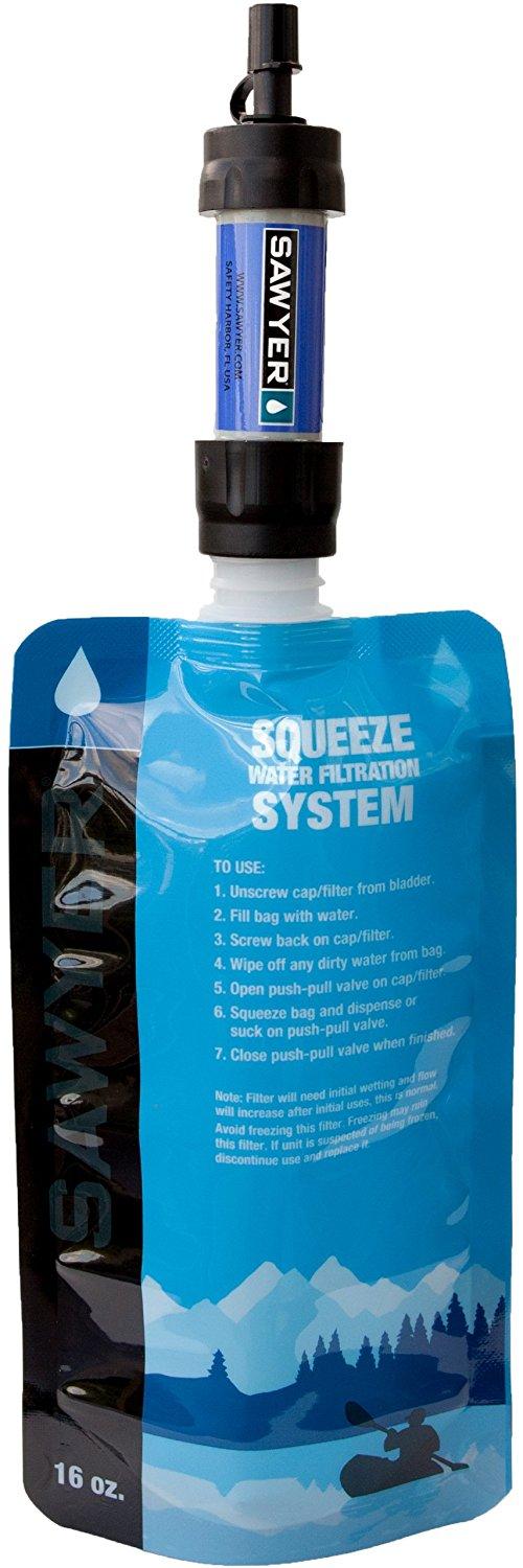 Sawyer Blue x 2 MINI Filter outdoor portable water filter with soft water bag